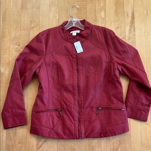 Christoper & Banks Red Faux Leather Jacket NWT